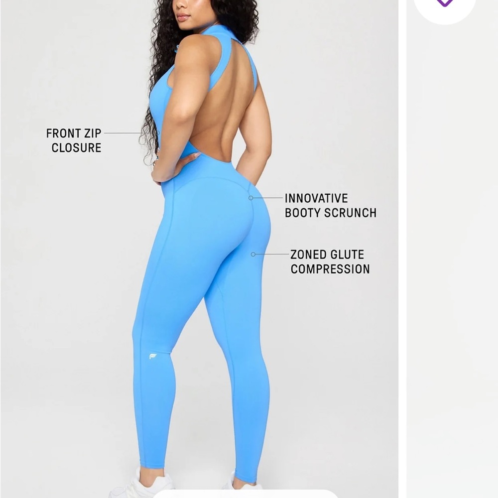 Fabletics Blue Jumpsuit Seamless Performance Design